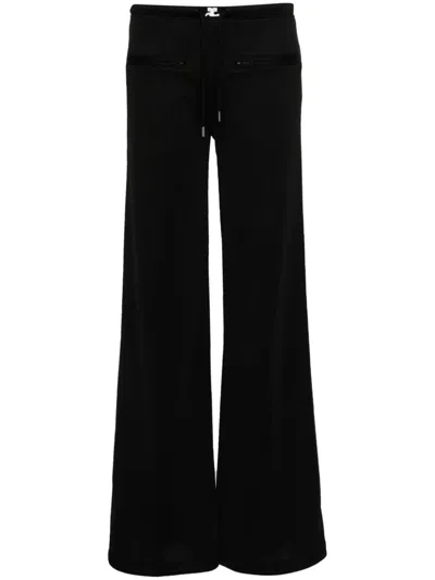 Courrèges Black Baggy Track Pants With Elastic Waistband And Embroidered Logo For Women
