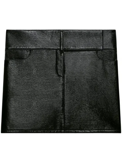 COURRÈGES COURREGÈS  BLACK BELTED VINYL MINI SKIRT