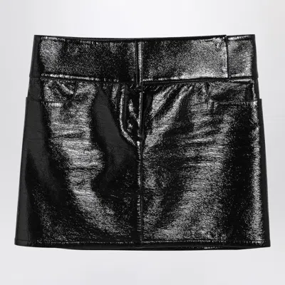 COURRÈGES BLACK BELTED VINYL MINI SKIRT