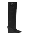 Courrèges Astro Pointed-toe Buckle-detailed Boots In Black