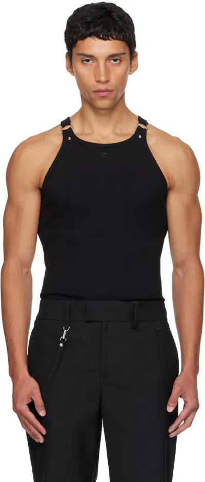 Courrèges Black Buckle 90's Rib Tank Top