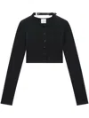 COURRÈGES BLACK BUCKLED CROPPED CARDIGAN
