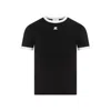 Courrèges Fitted Black T-shirt With Contrasting Trim And Embroidered Logo In Black
