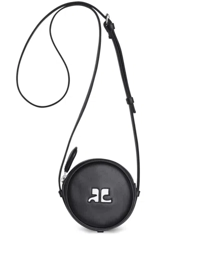 Courrèges Courreges Black Calf Leather Shoulder Bag In Schwarz