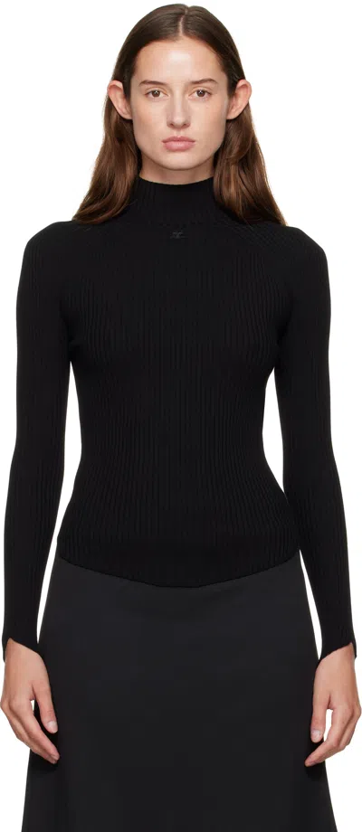 Courrèges Black Circle Mockneck Sweater