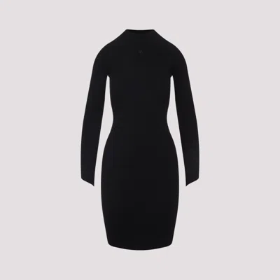 COURRÈGES BLACK CIRCLE RIB VISCOSE MINI DRESS