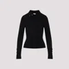 Courrèges Fitted Ribbed Long-sleeve Top With Unique Collar In Black