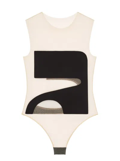 Courrèges Cut-out Illusion Bodysuit In Neutral