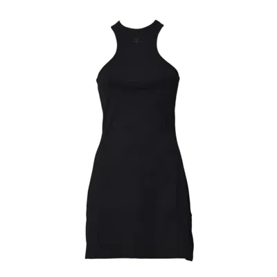 COURRÈGES COURRÈGES BLACK COTTON CONTRAST SCUBA MINI DRESS