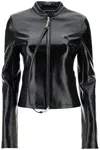Courrèges Black Cotton Jacket With High Collar And Zip In Black