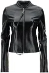 Courrèges Black Cotton Jacket With High Collar And Zip In Black