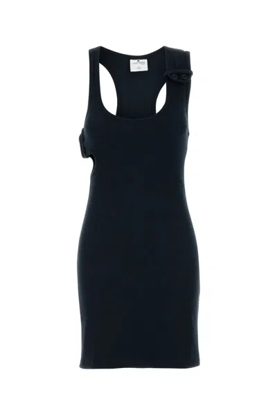 Courrèges Courreges Black Cotton Mini Dress In Blue