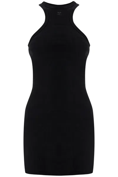 Courrèges Courregès Scuba Cotton Mini Dress In Black
