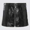 Courrèges Buckle-strap Crinkled Miniskirt In Black