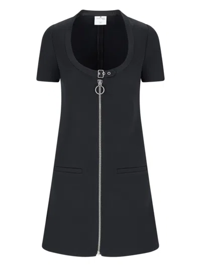 COURRÈGES COURRÈGES BLACK COTTON MINI ZIP DRESS