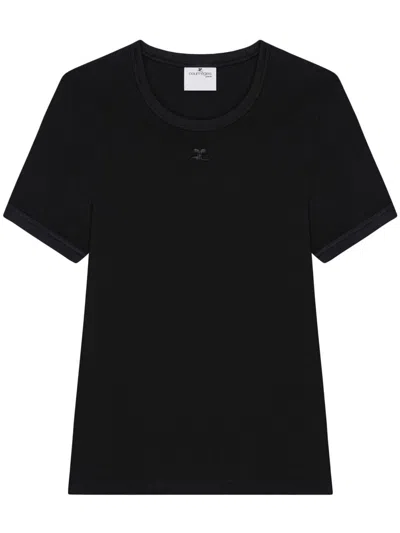 COURRÈGES COURREGÈS BLACK COTTON T-SHIRT