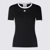 Courrèges Fitted Black T-shirt With Contrasting Trim And Embroidered Logo In Black