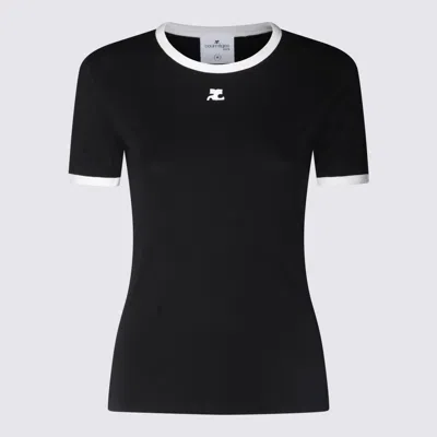 COURRÈGES COURRÈGES BLACK COTTON T-SHIRT