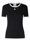 Courrèges Logo-embroidered Cotton T-shirt With Tipping In White