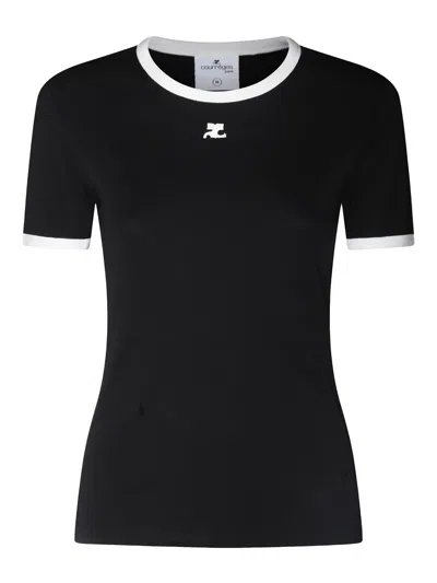 COURRÈGES BLACK COTTON T-SHIRT