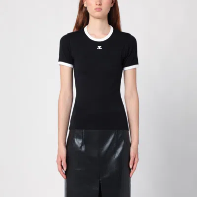 Courrèges Bumpy Contraste Reeditio T-shirt In Black