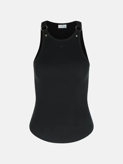 Courrèges Black Cotton Tank Top