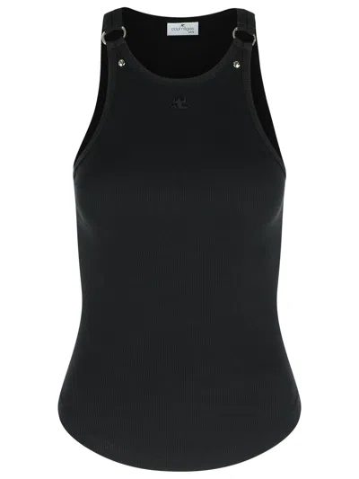 COURRÈGES COURREGES BLACK COTTON TANK TOP WOMEN