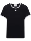 Courrèges Courreges Women Cotton T Shirt With Contrasting Profiles In Black