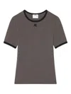 Courrèges Cotton T-shirt With Contrasting Trim In Brown