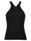 Courrèges Ribbed Tank Top With Zipper On The Neckline In Black