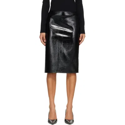 Courrèges Black Croc-embossed Vinyl Miniskirt
