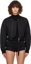 Courrèges Black Cropped Scuba Bomber Jacket In 9999 Black