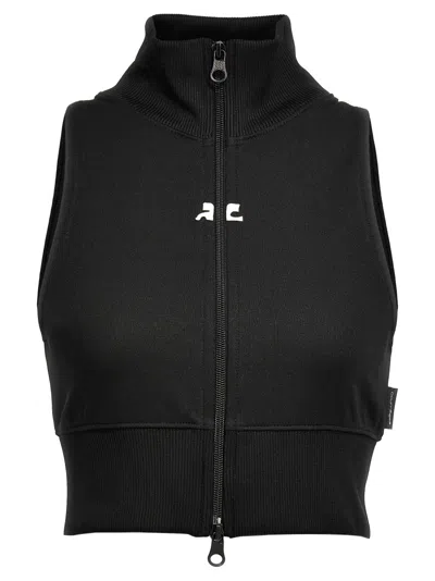 COURRÈGES BLACK CROPPED TRACK VEST