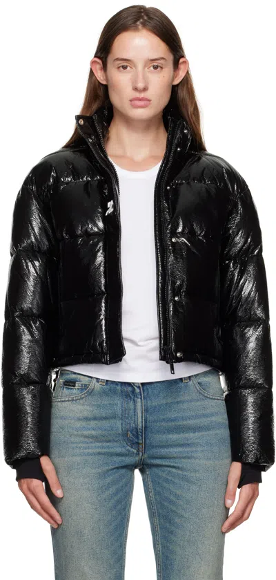 Courrèges Black Cropped Vinyl Puffer Jacket