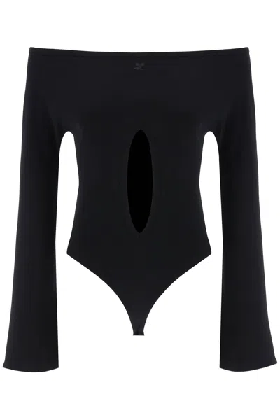 Courrèges Black Cut-out T-shirt Body For Women