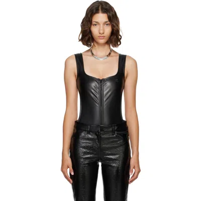 Courrèges Black Cut-out Faux-leather Bodysuit