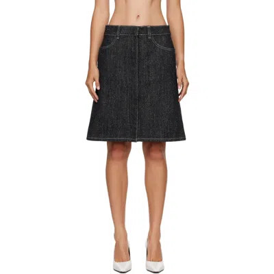 Courrèges Black Denim Tweed Snap Pencil Midi Skirt