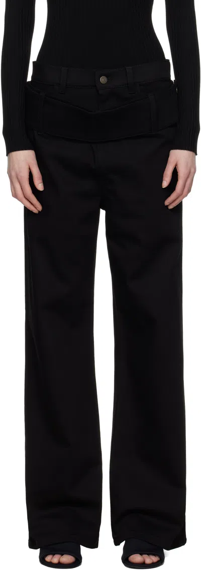 Courrèges Black Double Belt Jeans In 9999 Black