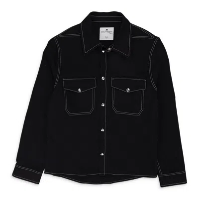 Courrèges Black Double Pocket Denim Button-down Shirt