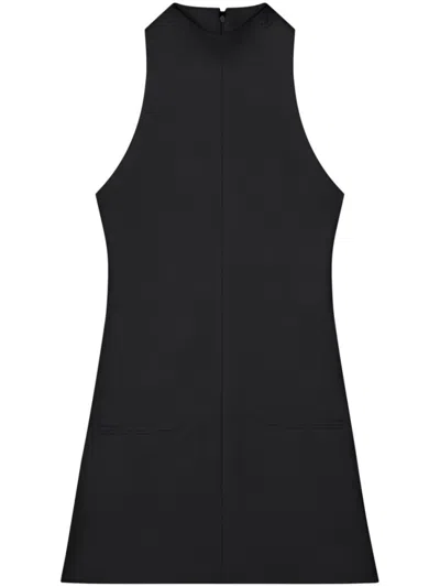 COURRÈGES BLACK SLEEVELESS TWILL A-LINE DRESS