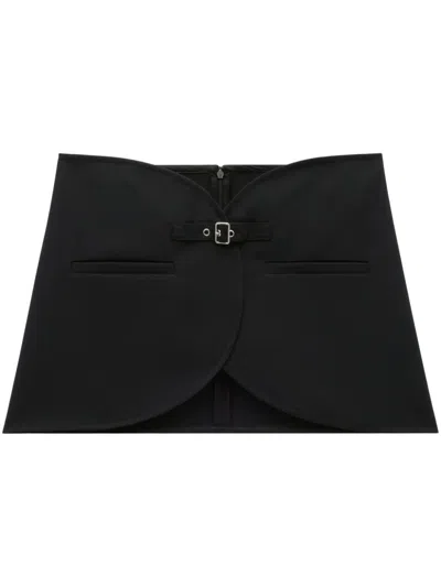 Courrèges Ellipse Buckle-strap Twill Miniskirt In Black