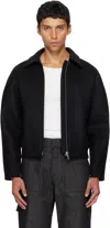Courrèges Black Embroidered Wool Bomber Jacket In Black