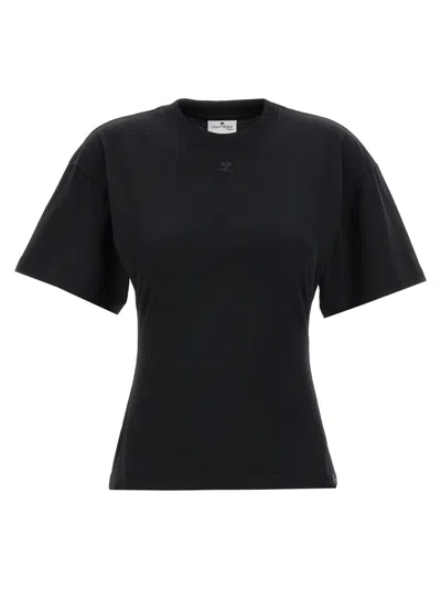 COURRÈGES BLACK FITTED T-SHIRT
