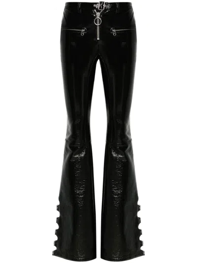 Courrèges Black Flared Vinyl Trousers