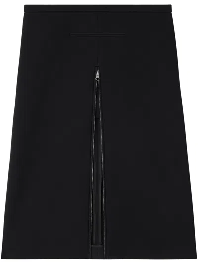 COURRÈGES BLACK HERITAGE CREPE-TEXTURE MIDI SKIRT
