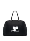 Courrèges Black Heritage Leather Weekender Bag In Black