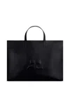 Courrèges Black 'heritage' Shopping Bag In Leather With Logo In Black