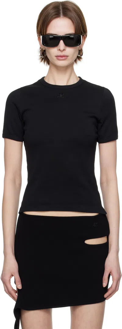 Courrèges Black Heritage T-shirt In 9999 Black
