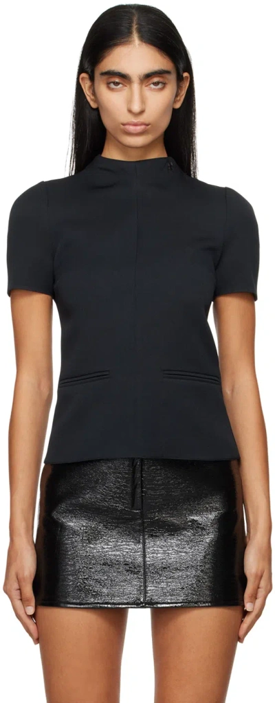Courrèges Black High Collar Top In 9999 Black