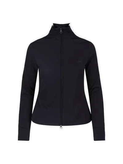Courrèges Black High Collar Zip Fabric Sweatshirt